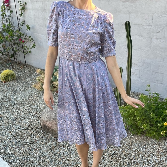 Vintage 60s a line floral spring summer midi dress - Picture 8 of 16